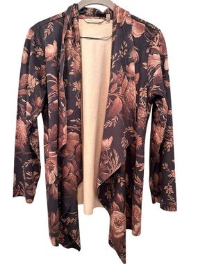 Soft Surroundings Floral Draped Open-Front Cardigan Flowy Sz PS